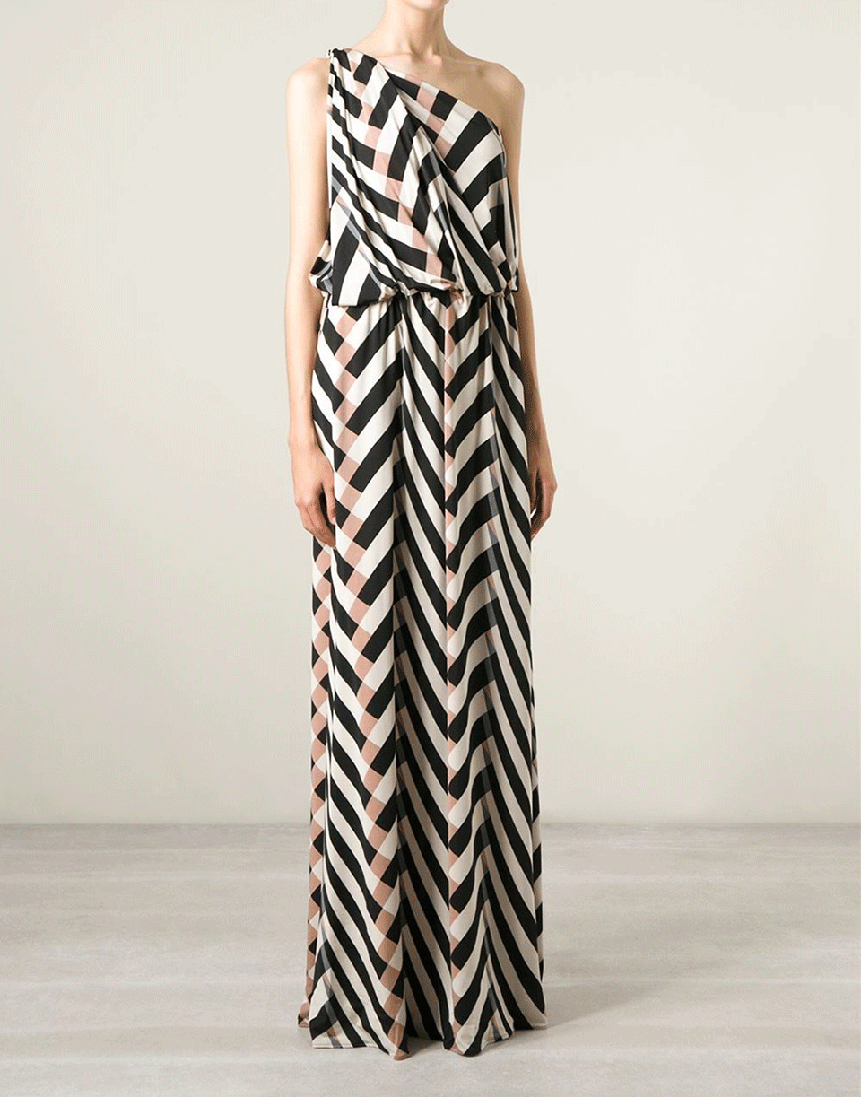 LANVIN-One Shoulder Printed Maxi Dress-NUDE