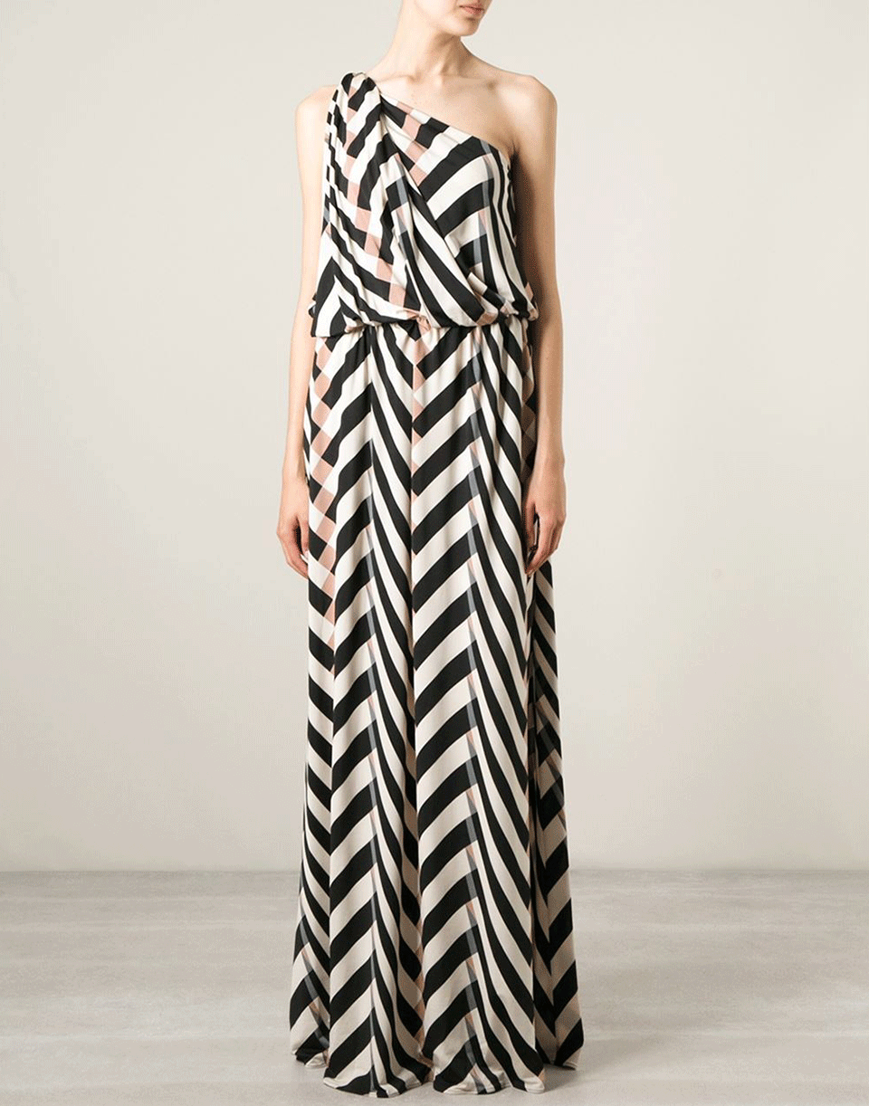 LANVIN-One Shoulder Printed Maxi Dress-NUDE