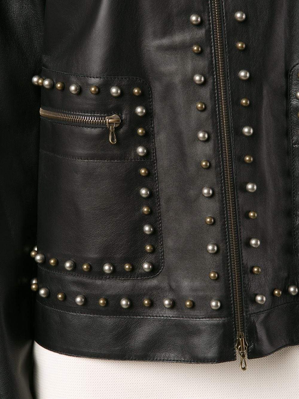 LANVIN-Stud Detail Leather Jacket-