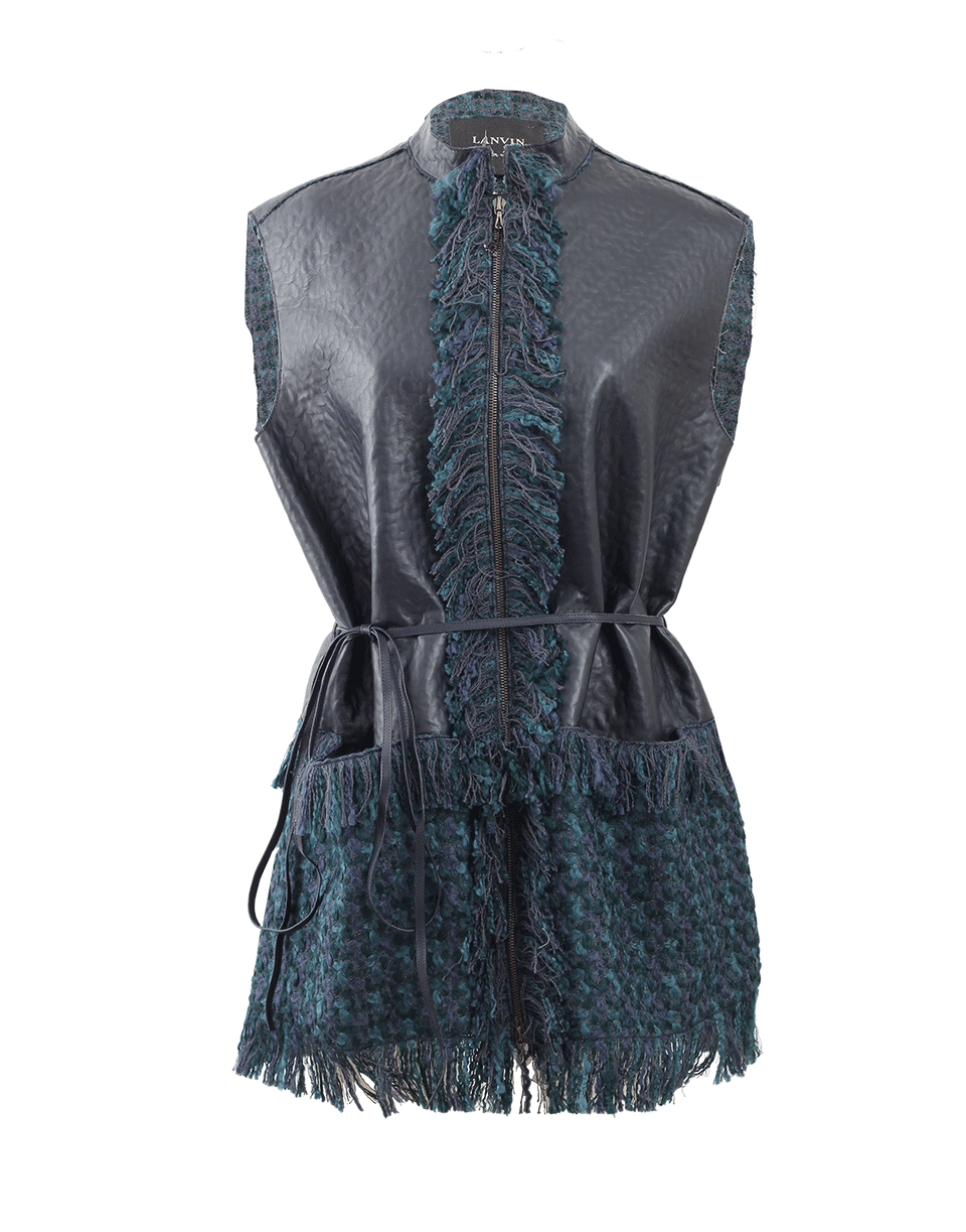 LANVIN-Tweed And Leather Vest-