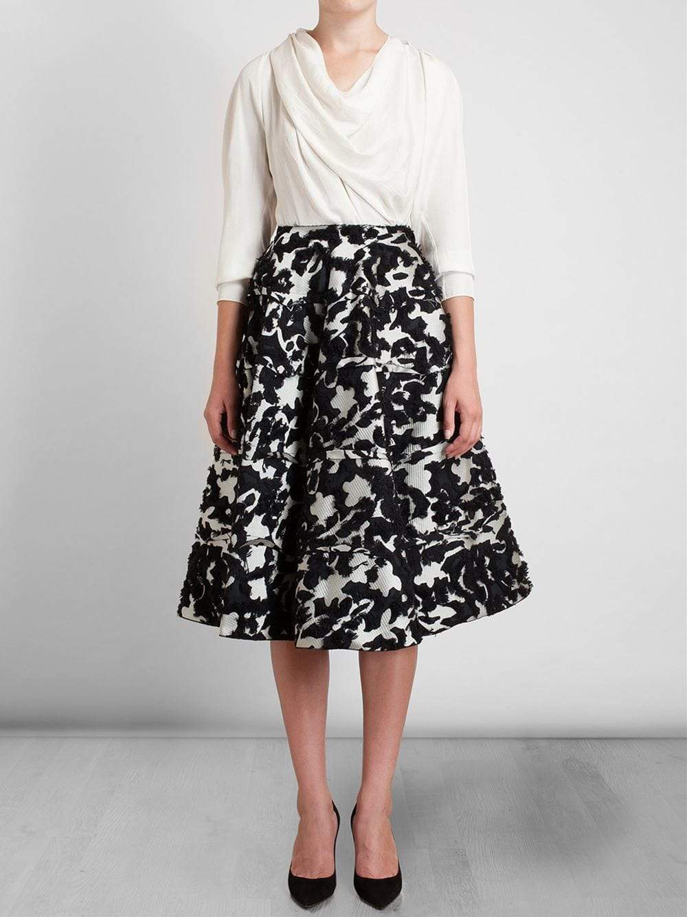 LANVIN-Full Skirt With Fitted Waist-BLACK