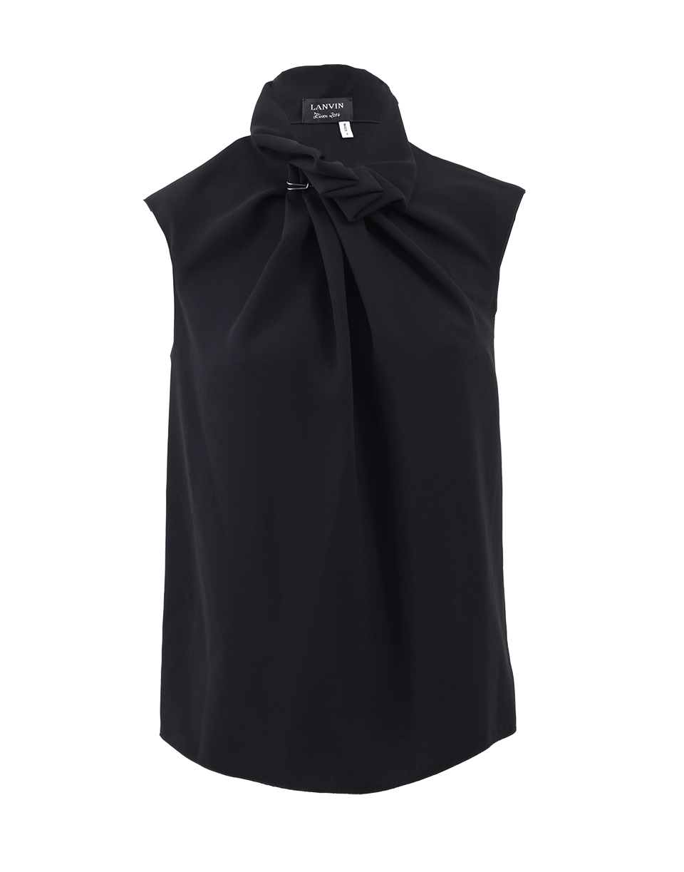 LANVIN-High Neck Top With Pin-