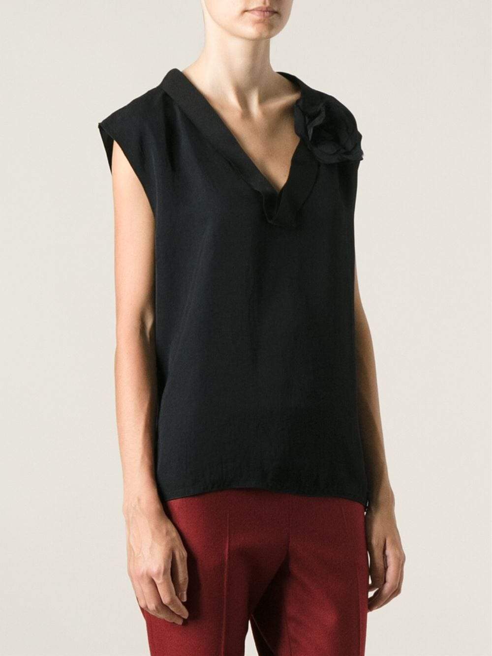 LANVIN-Cap Sleeve Top With Floral Detail-