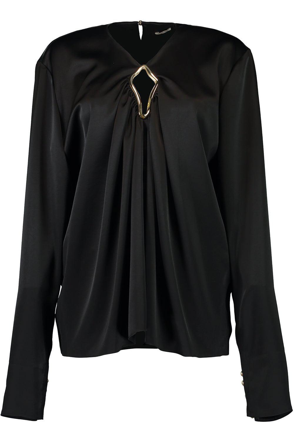LANVIN-Metal Detail Draped Blouse-