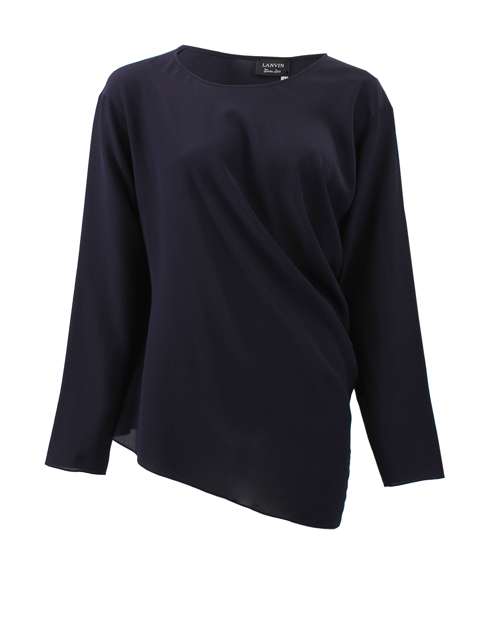 LANVIN-Crewneck Top With Ruched Side-