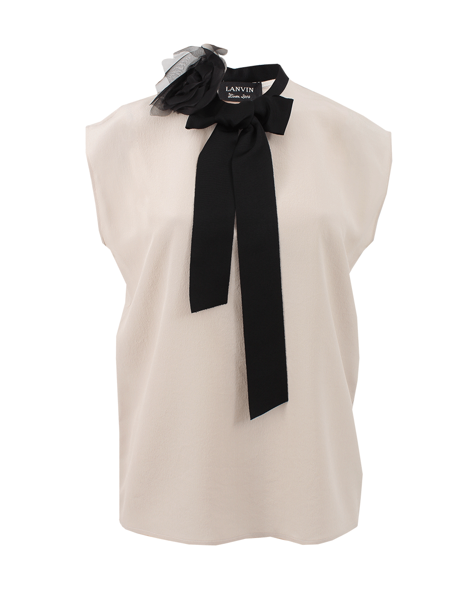 LANVIN-Key Hole Neck With Tie Blouse-