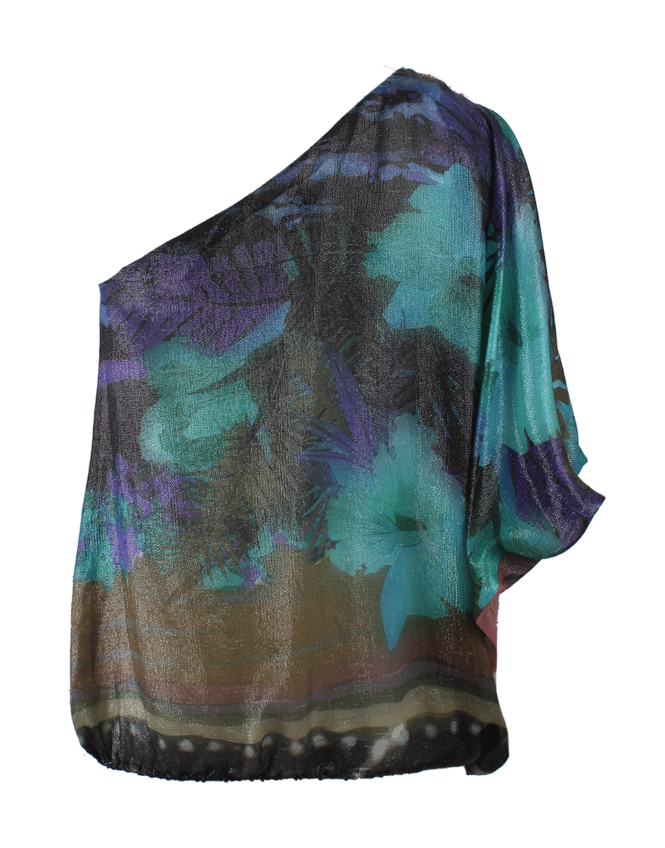 LANVIN-One Shoulder Lame Print Top-