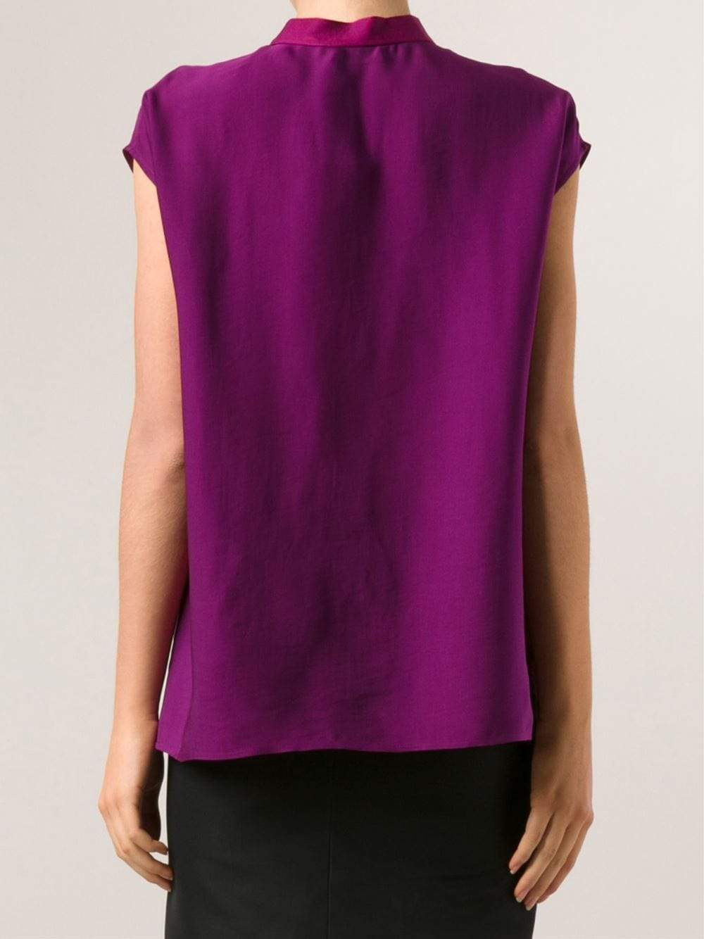 LANVIN-Grosgrain Tie Neck Blouse-