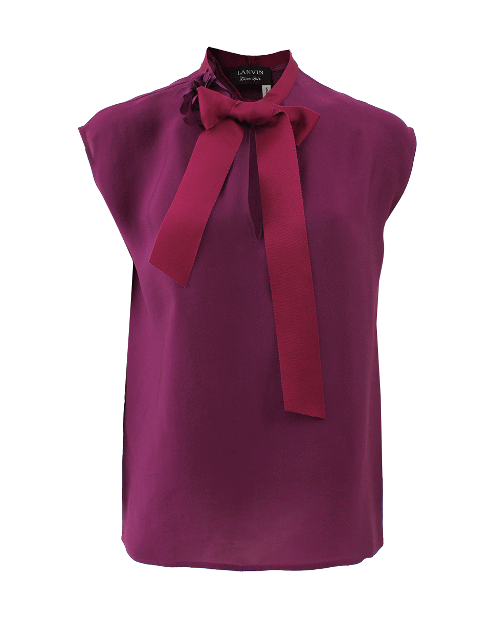 LANVIN-Grosgrain Tie Neck Blouse-