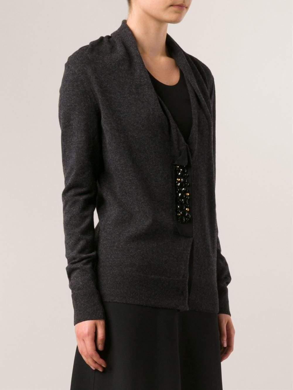 LANVIN-Jeweled Button Placket Cardigan-