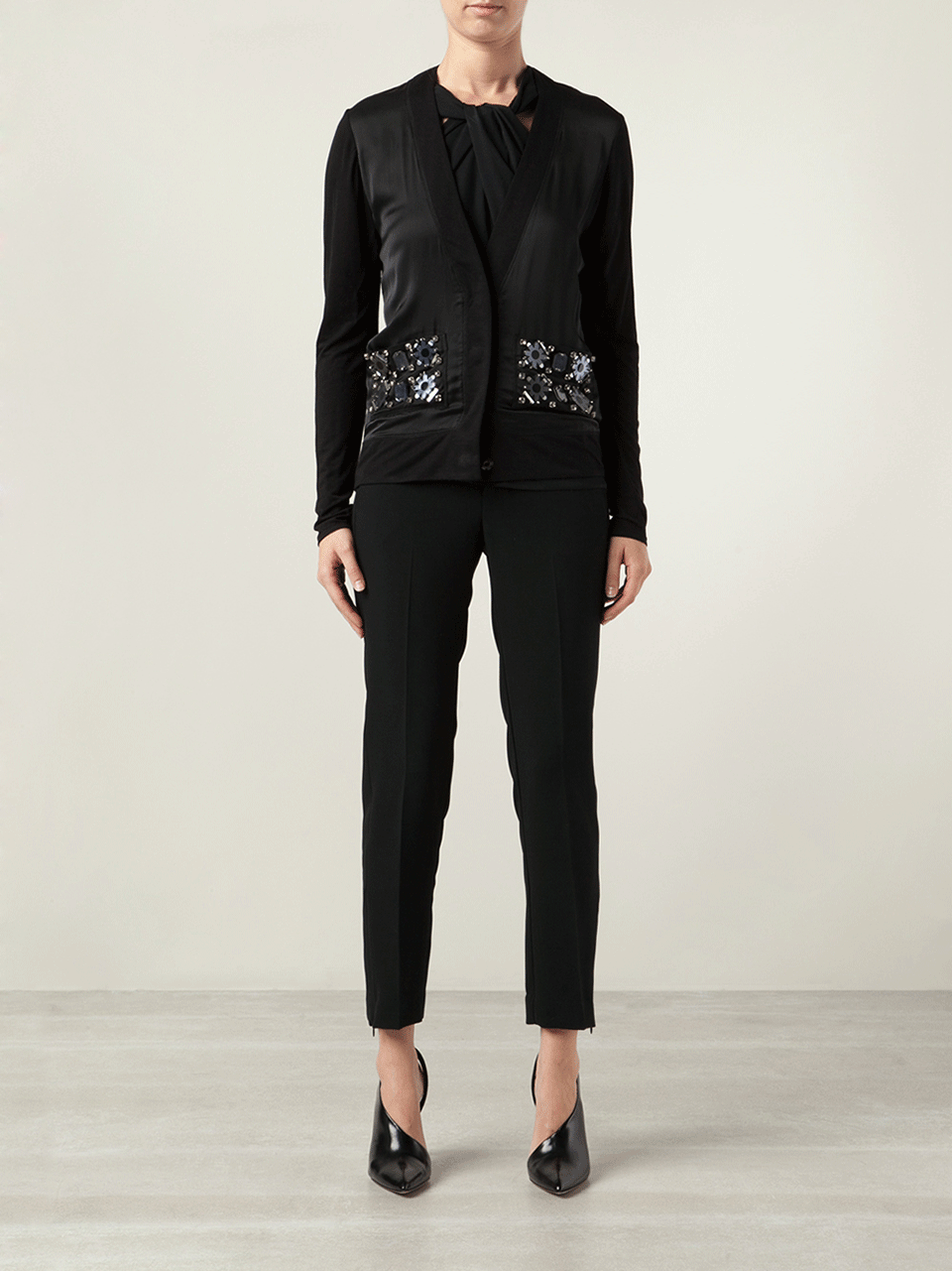 LANVIN-Long Sleeve V-Neck Cardigan-
