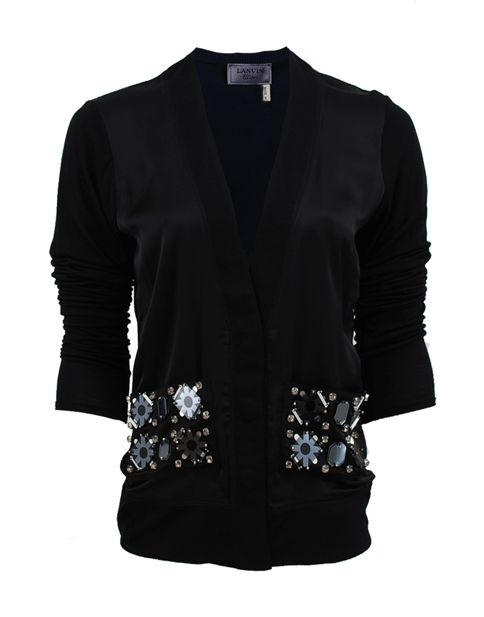 LANVIN-Long Sleeve V-Neck Cardigan-