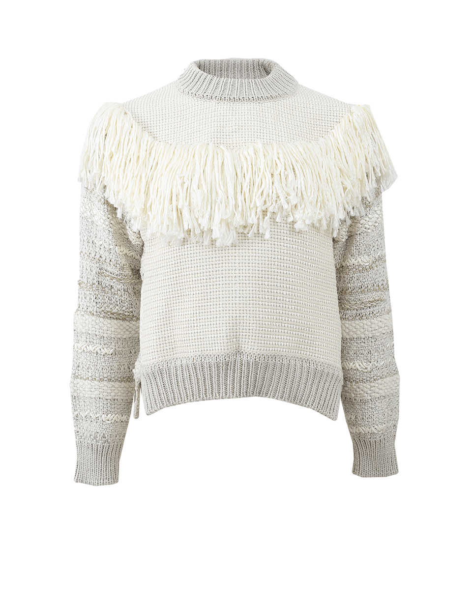 LANVIN-Tweed Knit Fringe Knit-ECRU