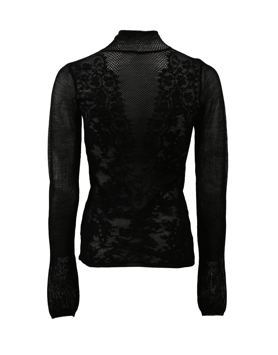 LANVIN-Knit Jacquard Sheer Turtleneck-