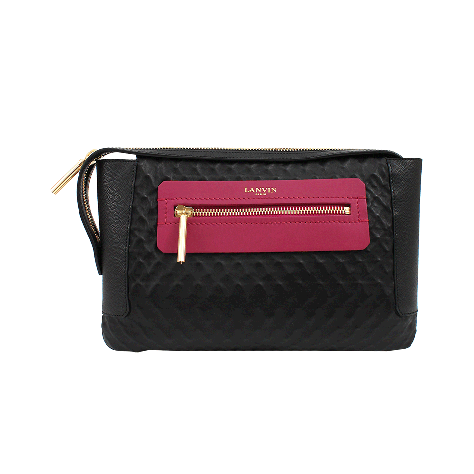 LANVIN-Black and Pink Beyond Quilted Clutch-BLACK