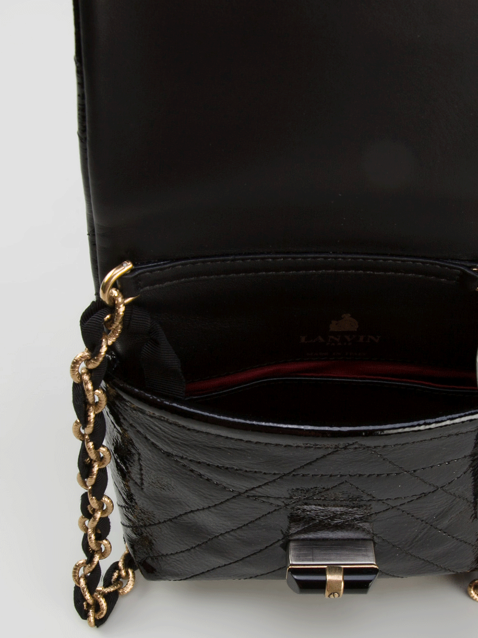 LANVIN-Happy Mini Pop Patent Leather Bag-BLACK