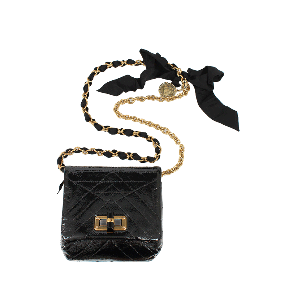 LANVIN-Happy Mini Pop Patent Leather Bag-BLACK