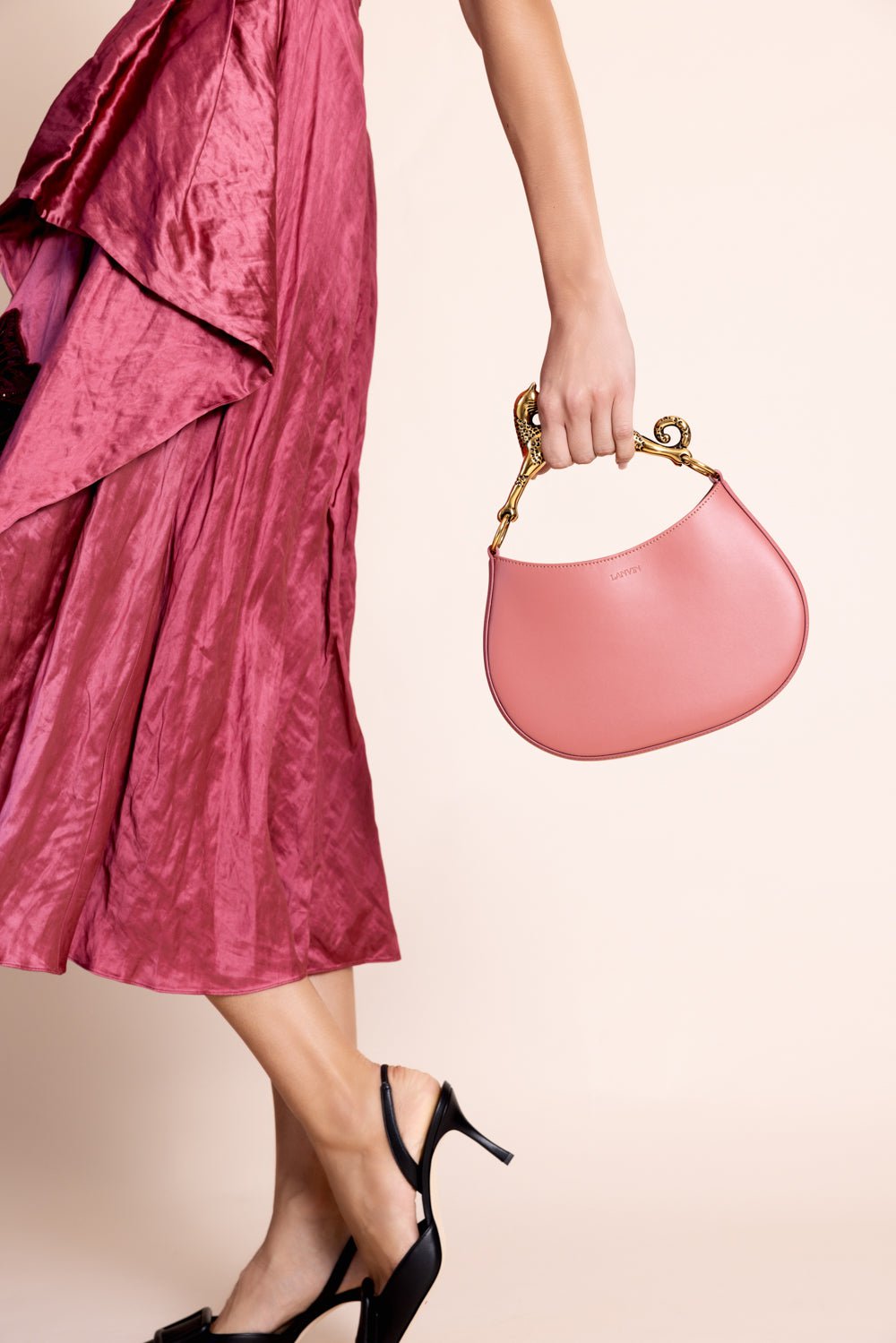 LANVIN-Cat Handle Hobo Bag-LITCHI