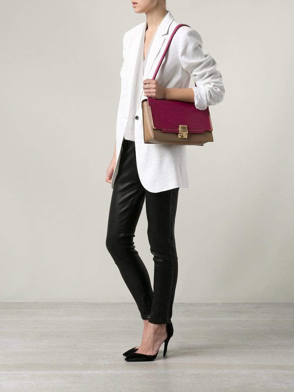 LANVIN-Medium Partition Bag-FUSCHIA