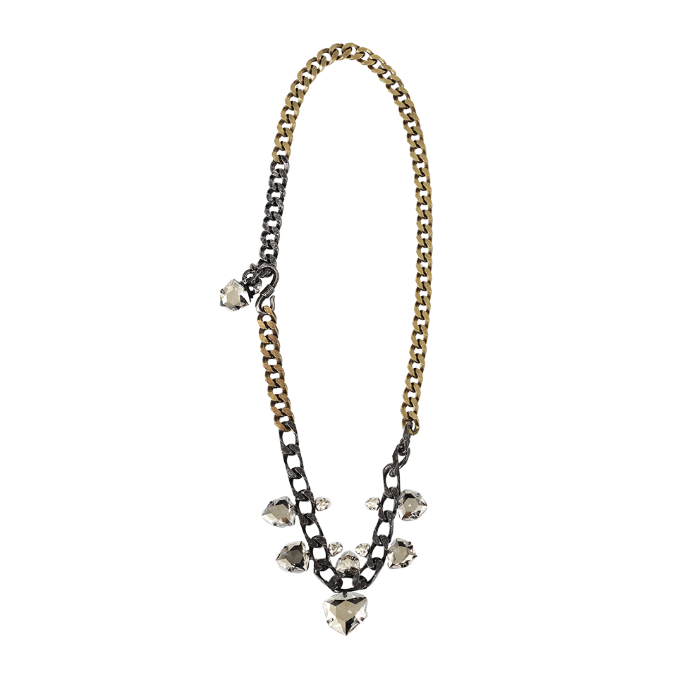LANVIN-Punk Small Stone Brass Chain Necklace-CRYSTAL
