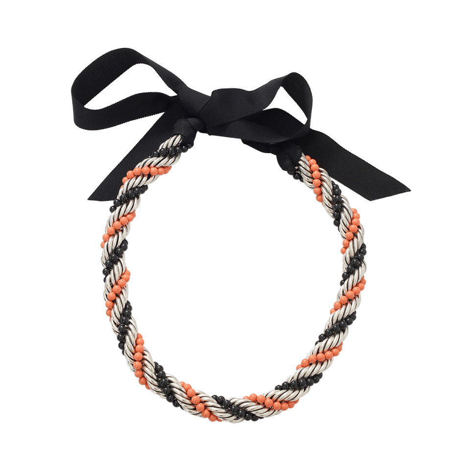 LANVIN-Virna Twisted Bead Necklace-CORAL