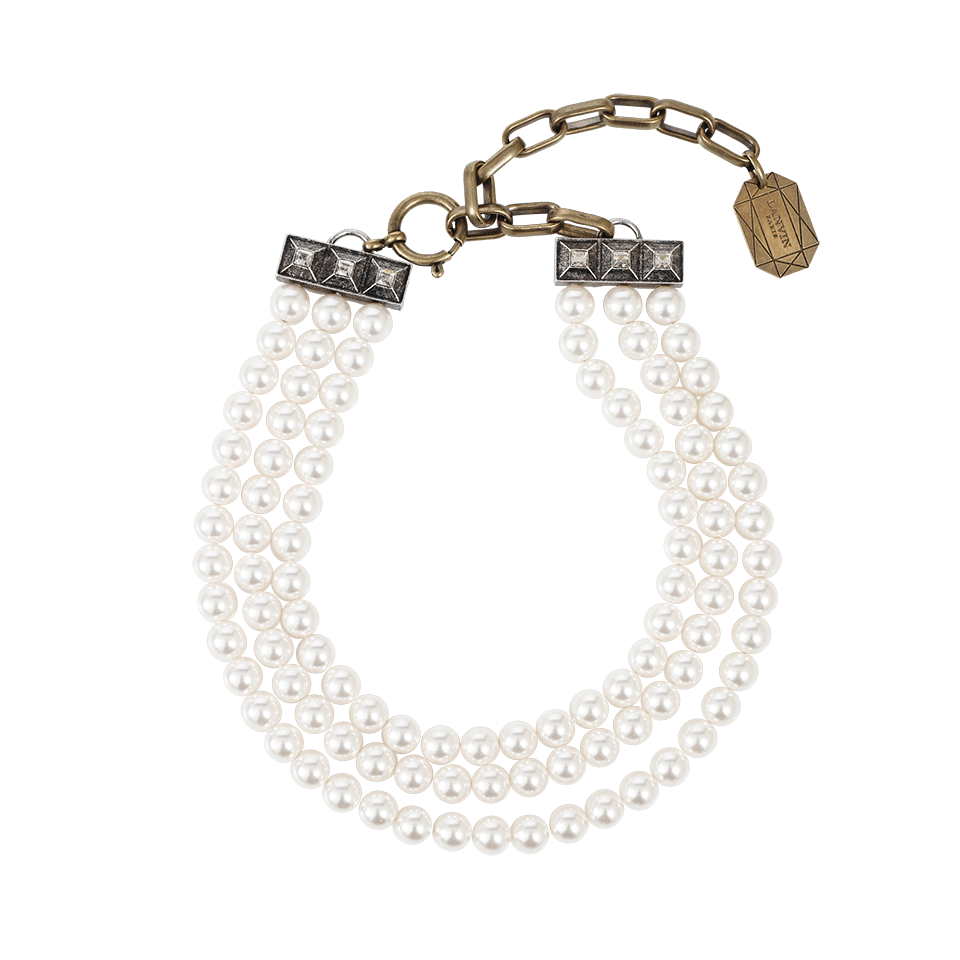 LANVIN-Triple Strand Pearl Necklace-CRYSTAL