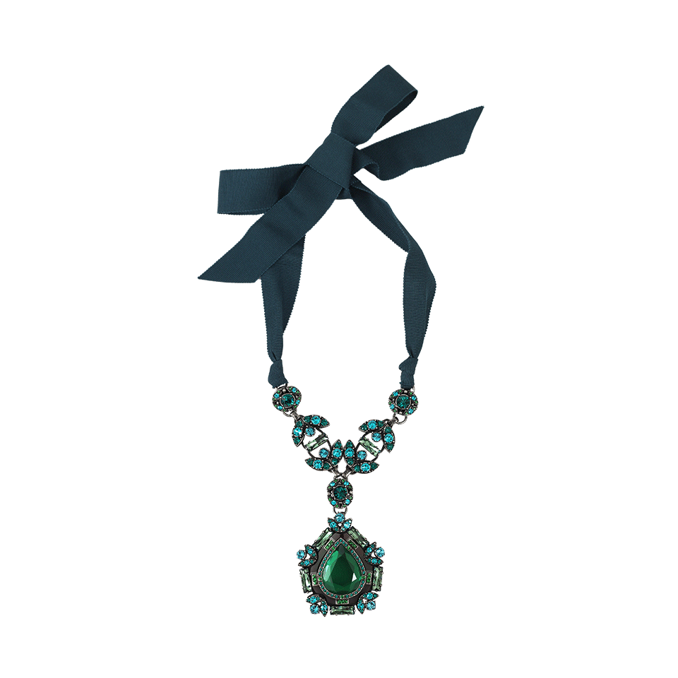 LANVIN-Icon Crystal Pendant Necklace-EMERALD