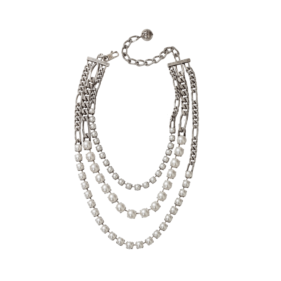 LANVIN-Kristen Pearl Necklace-PEWTER