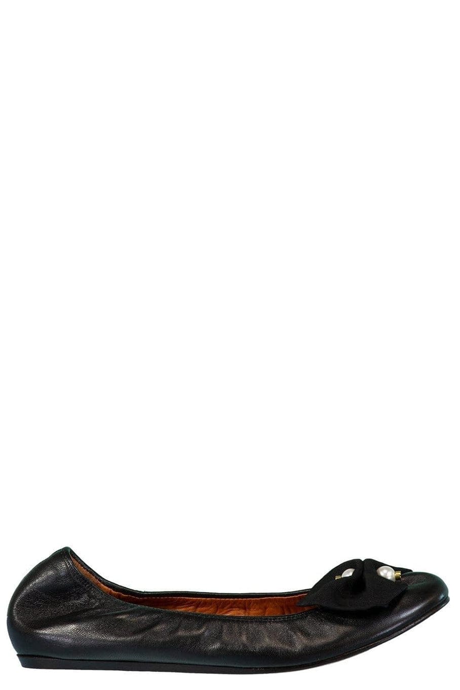 LANVIN-Bow and Pearl Ballerina Slippers-BLACK