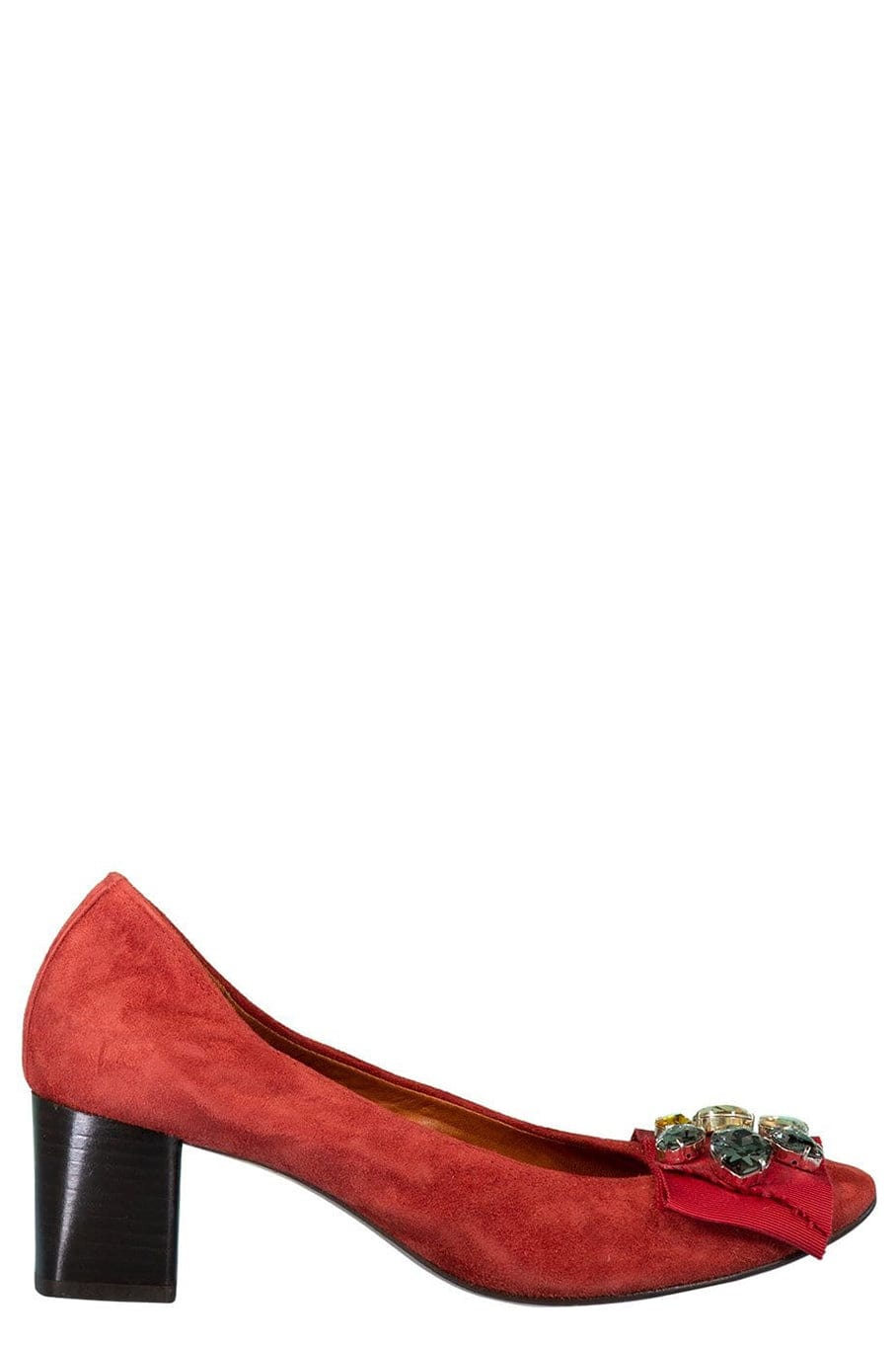 LANVIN-Cube Heel Ballerina Pump with Ribbon-RED