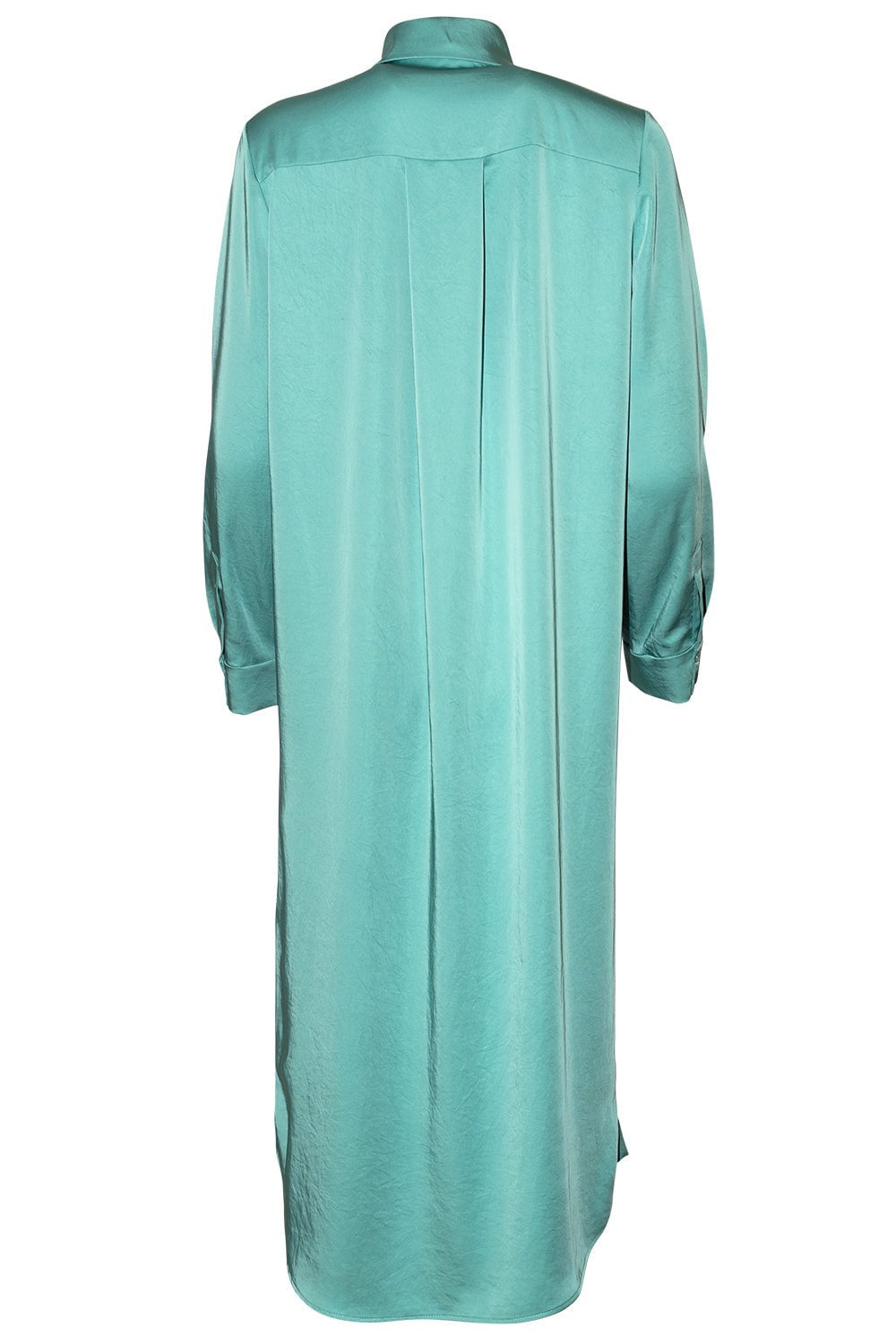 LAPOINTE-Texture Satin Button Dress - Sea Green-