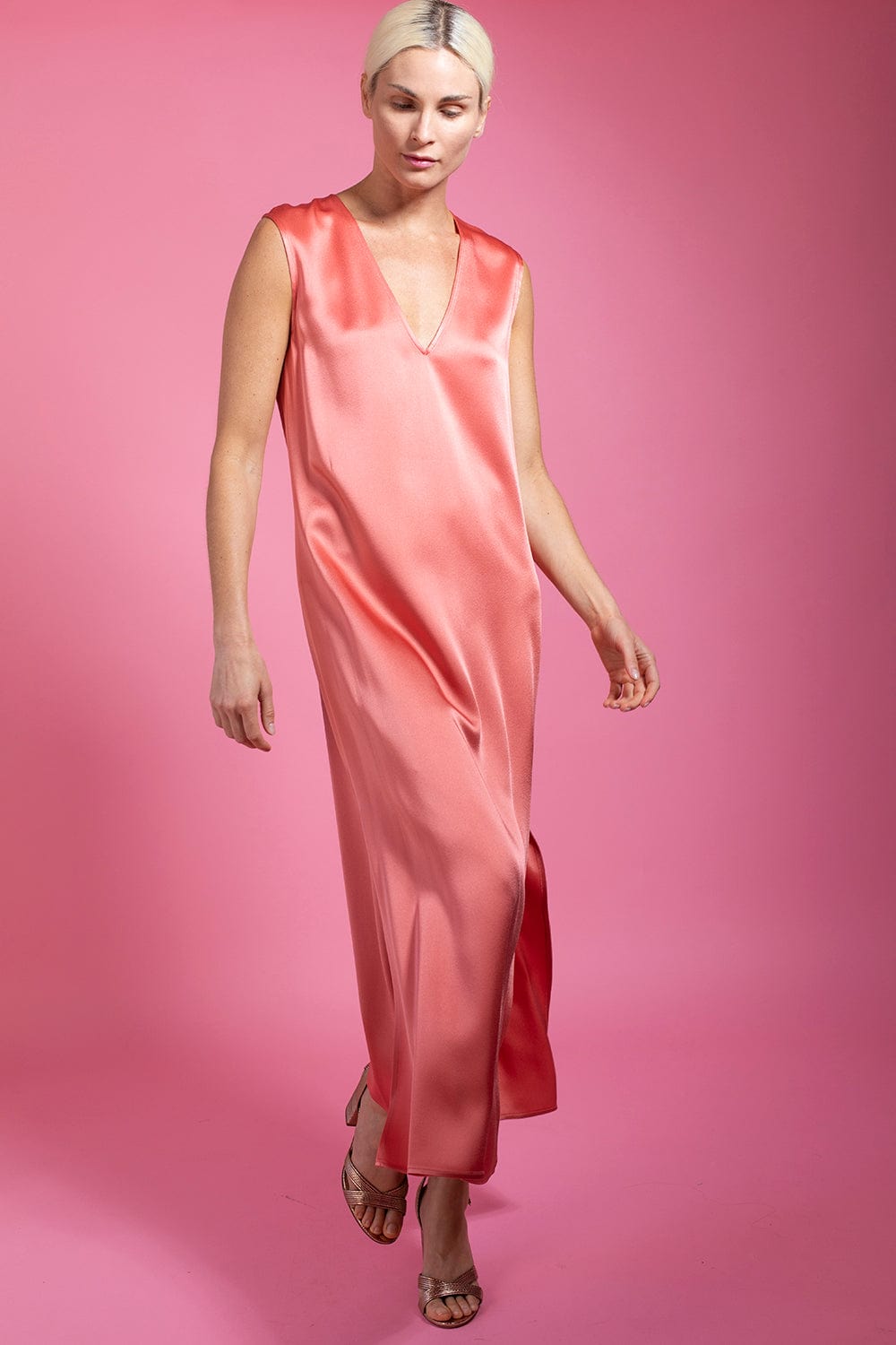 LAPOINTE-Doubleface Satin Shell Dress-
