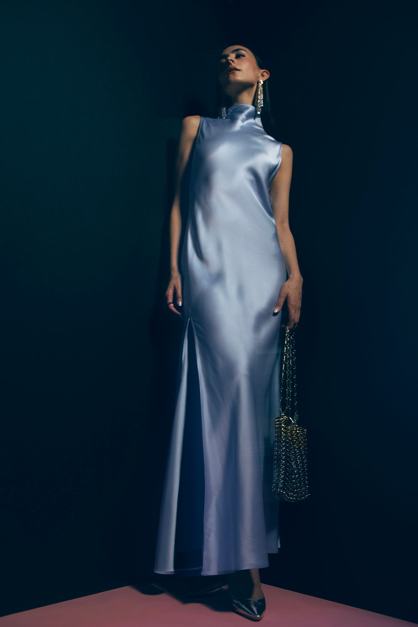 LAPOINTE-Sleeveless Satin Dress-