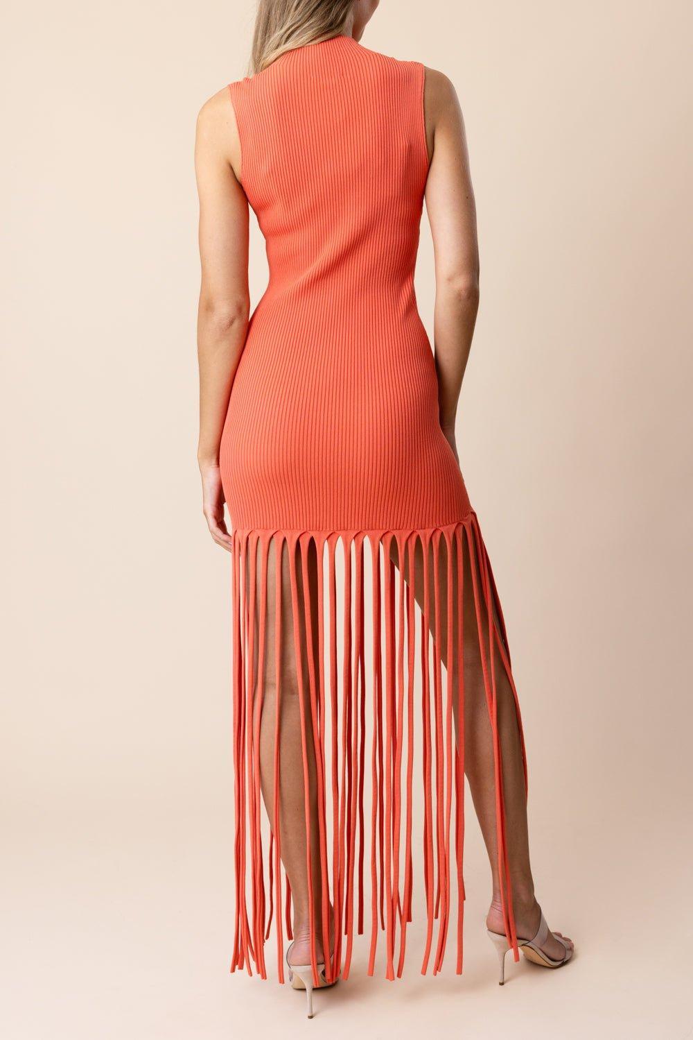 LAPOINTE-Ribbed Fringe Dress-