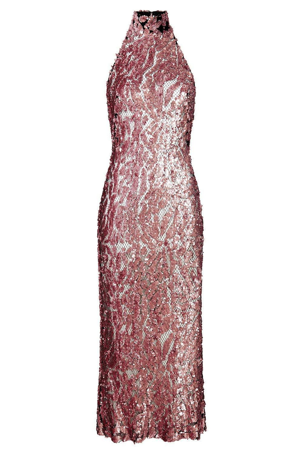 LAPOINTE Sequin Halter Open Back Dress