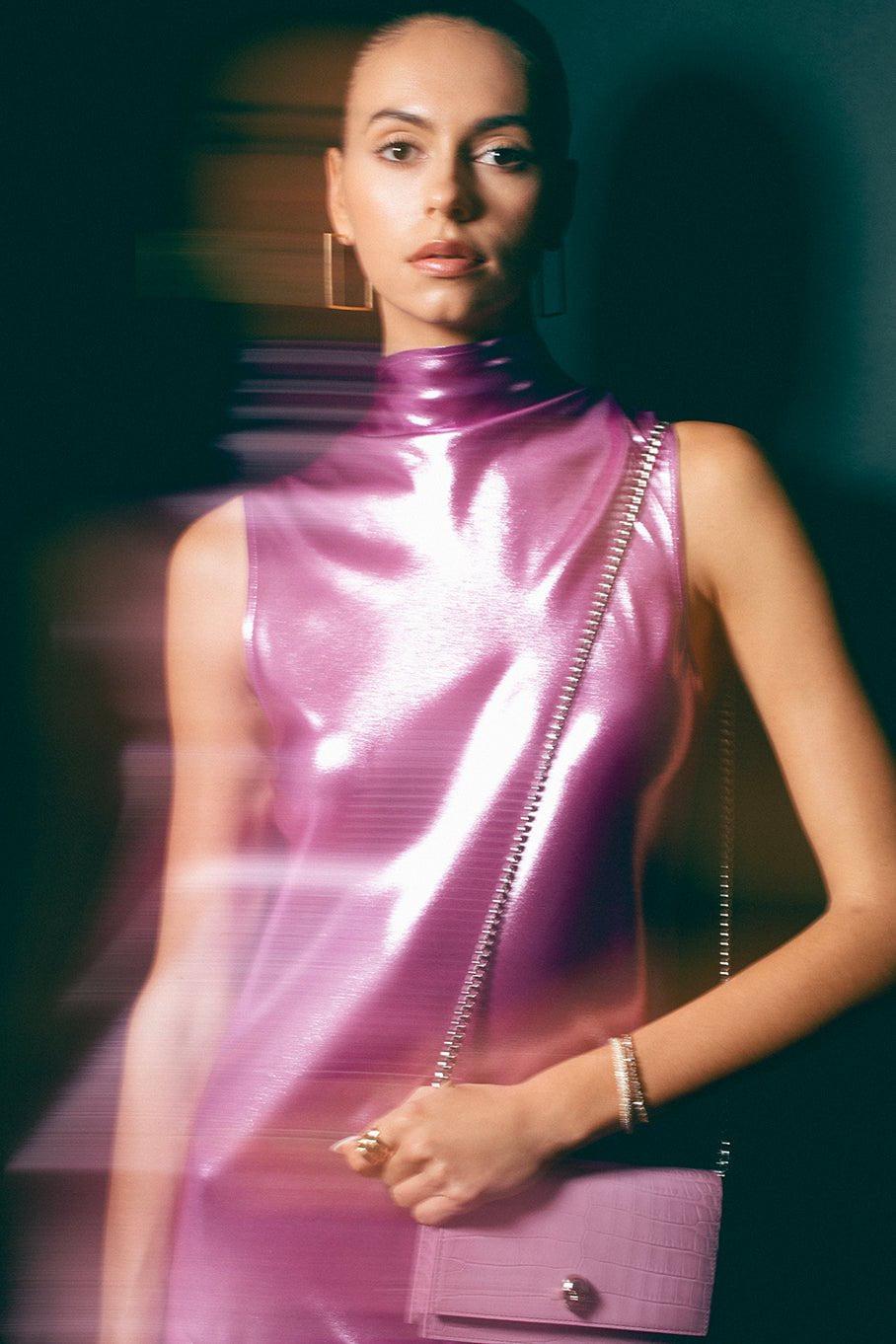 LAPOINTE-Sleeveless Drape Neck Dress-
