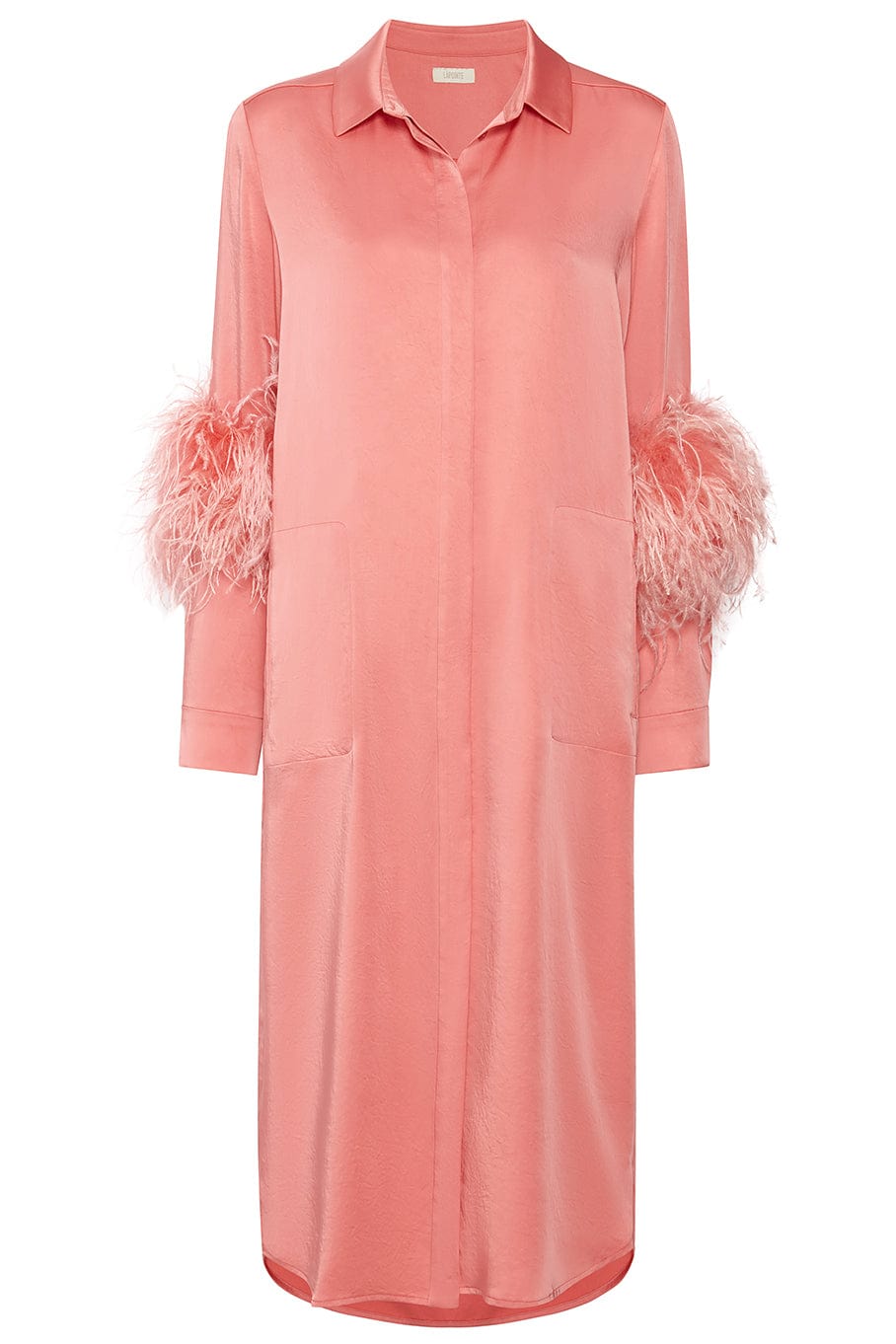 LAPOINTE-Button Down Dress With Ostrich Feathers-