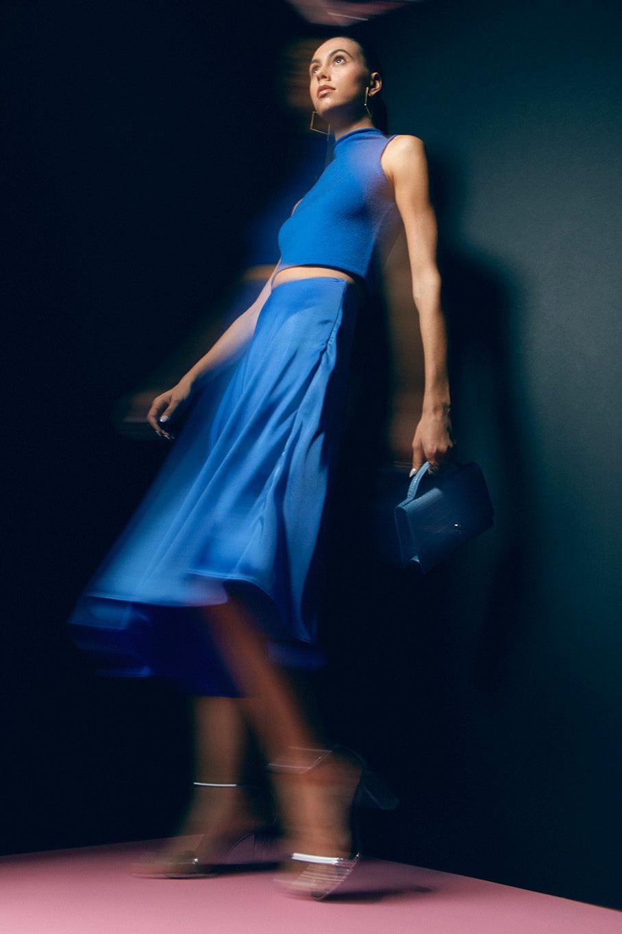 LAPOINTE-Lightweight Textured Satin Handkerchief Skirt-