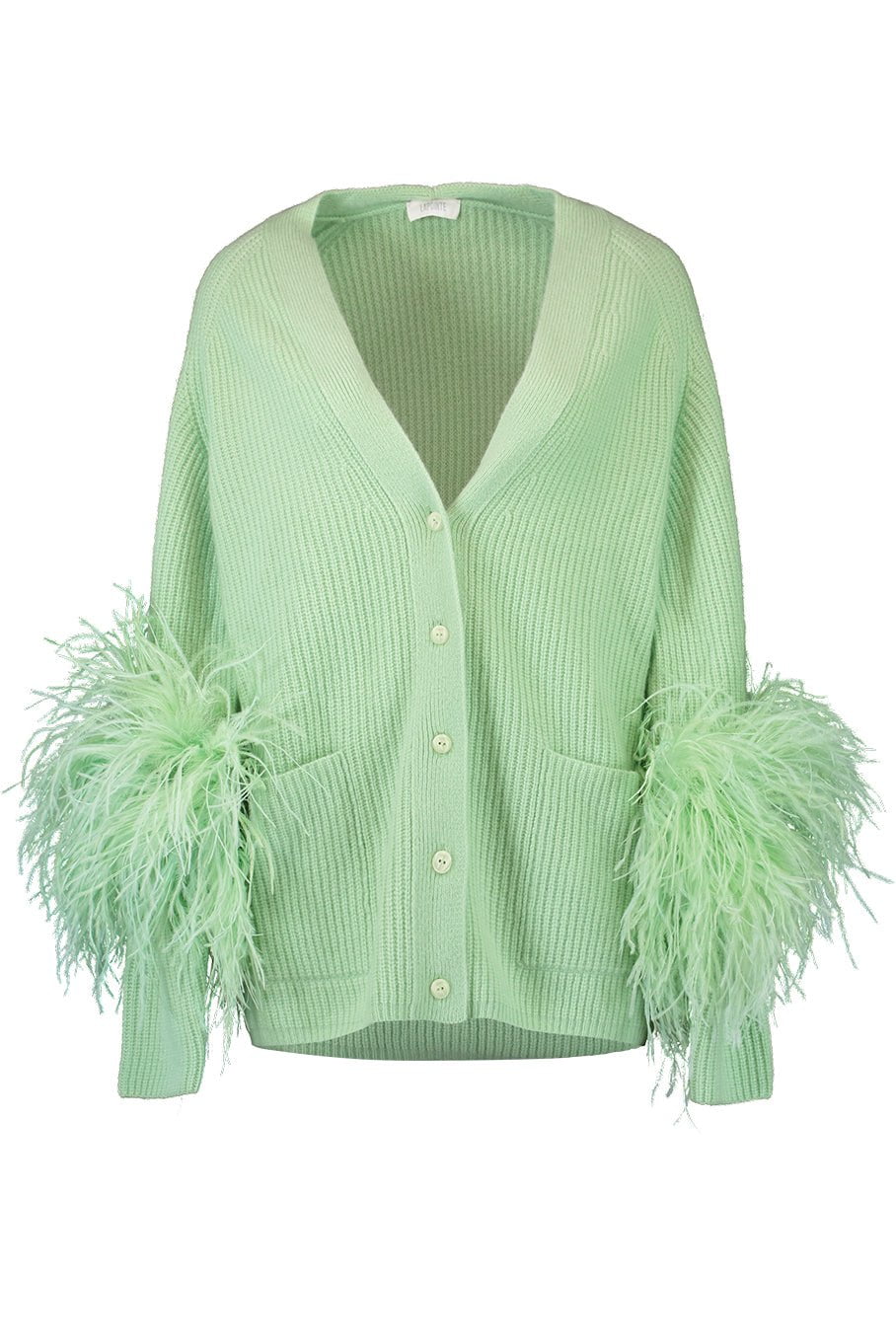 LAPOINTE-Ostrich Feather Cardigan-