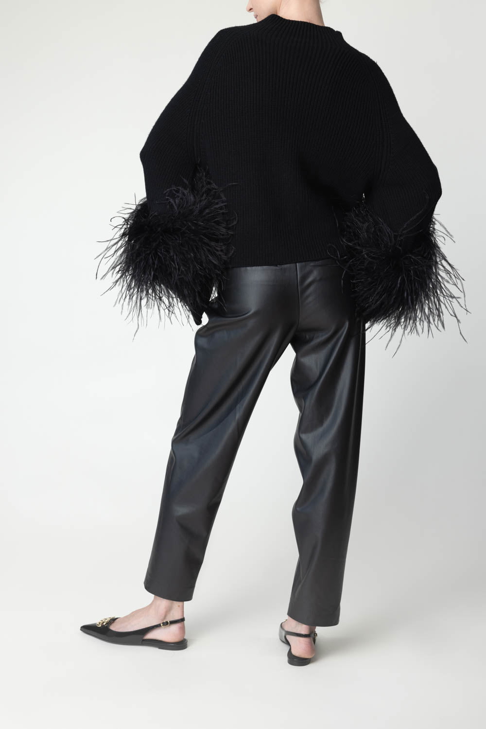 LAPOINTE-Mock Neck Feather Sweater-