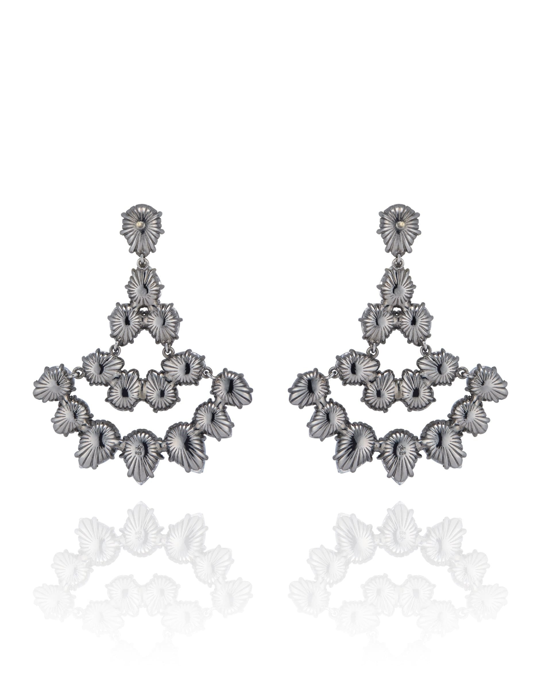 LARKSPUR & HAWK-Caterina Fan Earrings - Dove-SILVER