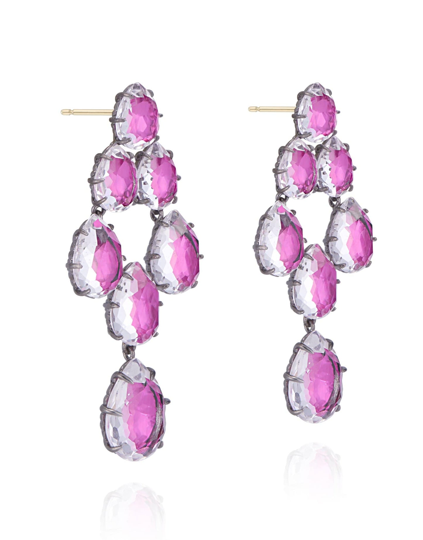 LARKSPUR & HAWK-Caterina Swag Drop Earrings - Fuchsia-SILVER