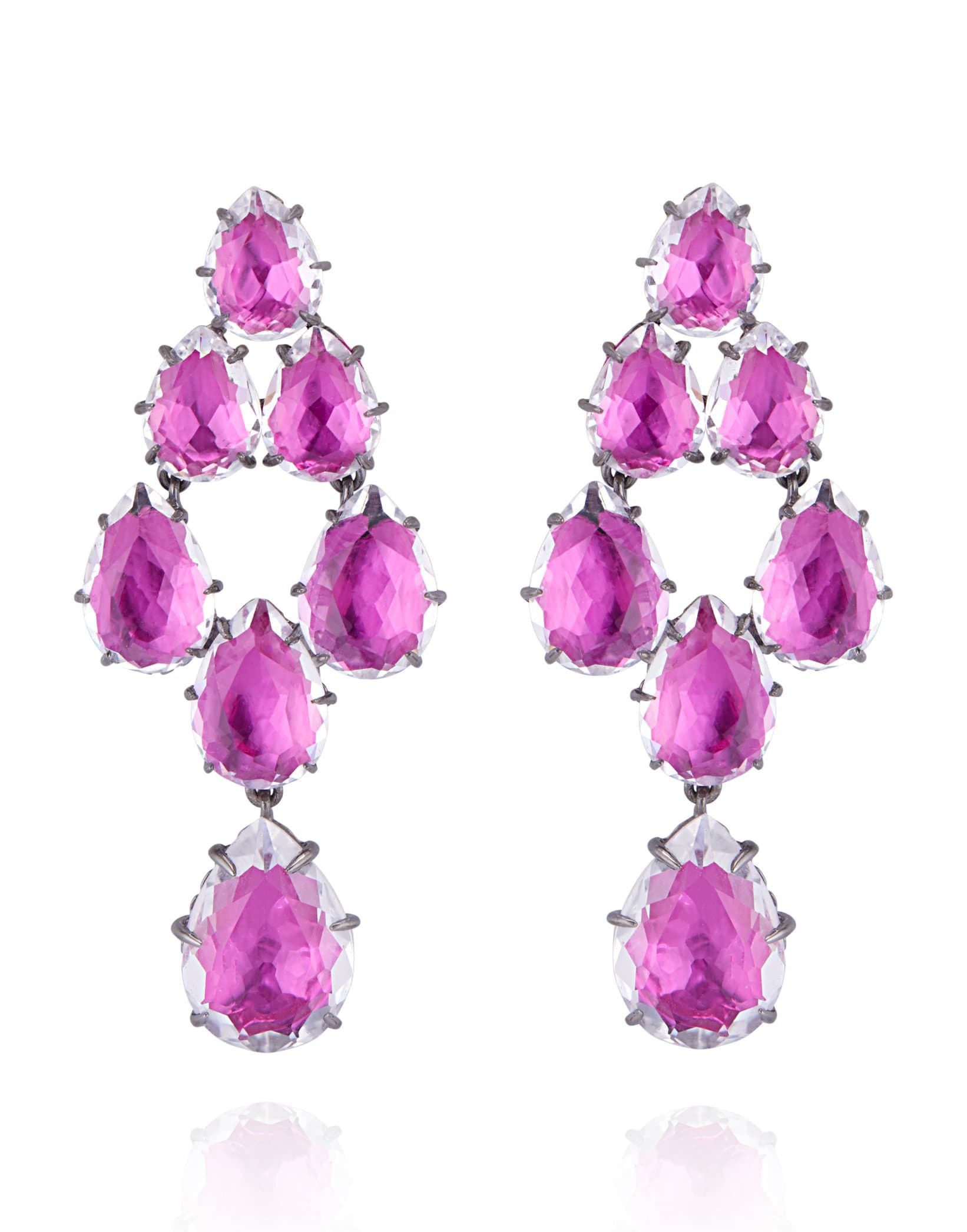 LARKSPUR & HAWK-Caterina Swag Drop Earrings - Fuchsia-SILVER