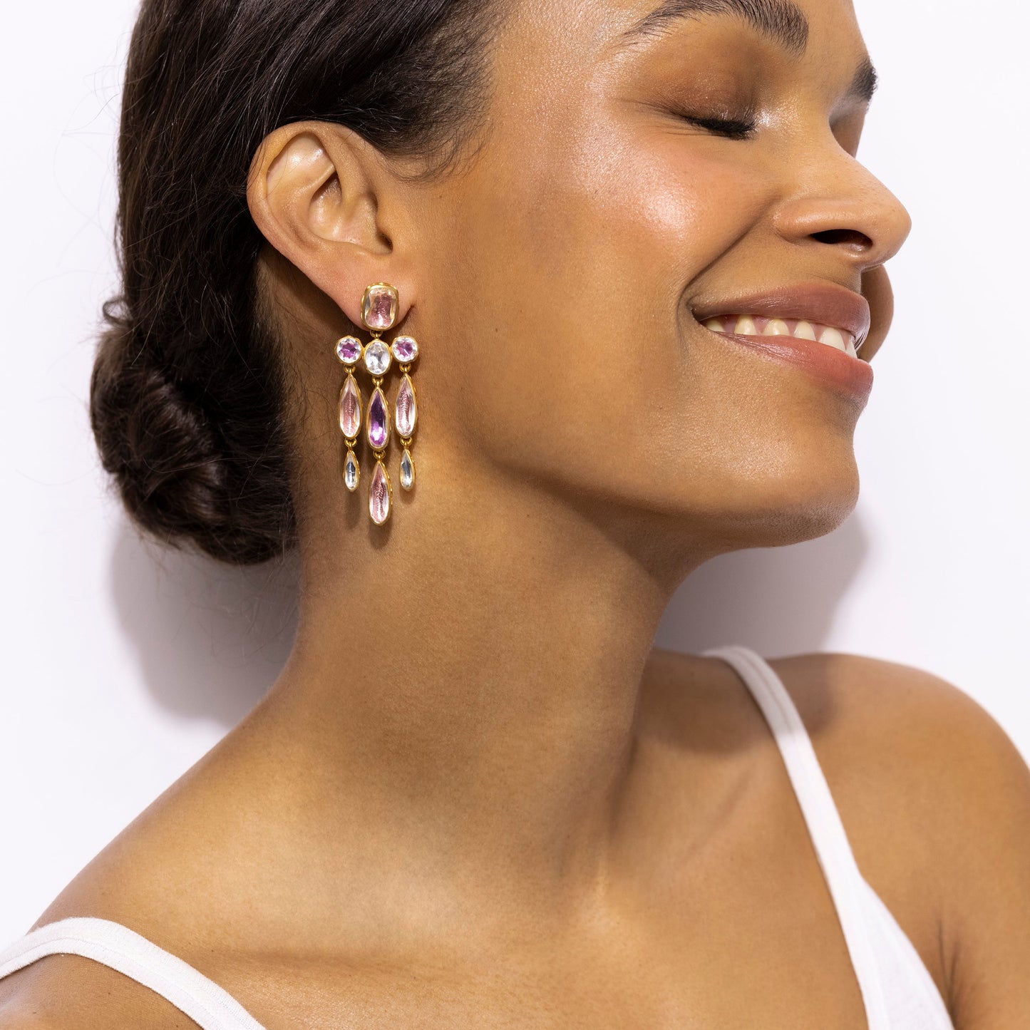 LARKSPUR & HAWK-Catherine Long Girandole Earrings-SILVER
