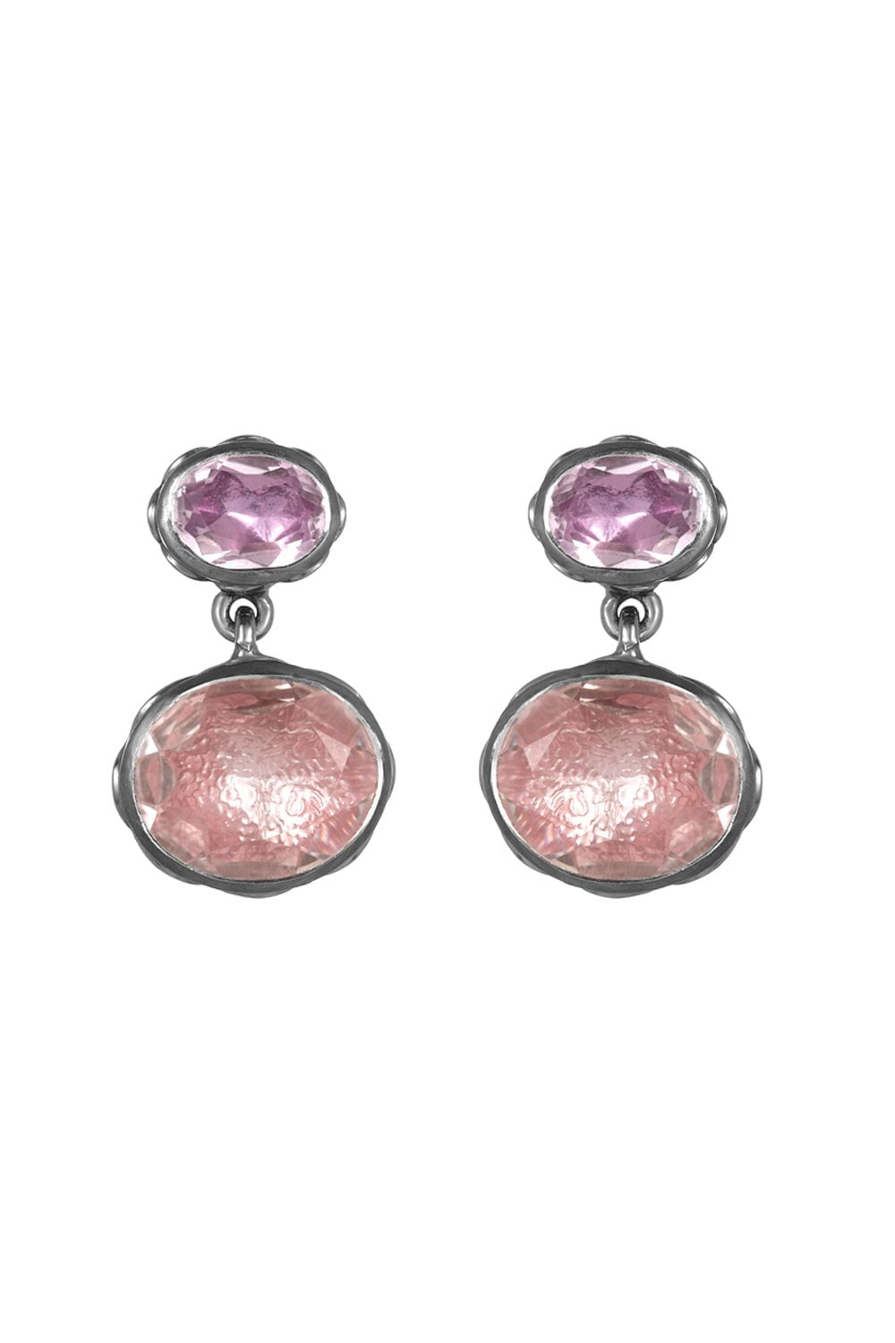 LARKSPUR & HAWK-Catherine Oval 2-Drop Post Earrings-SILVER