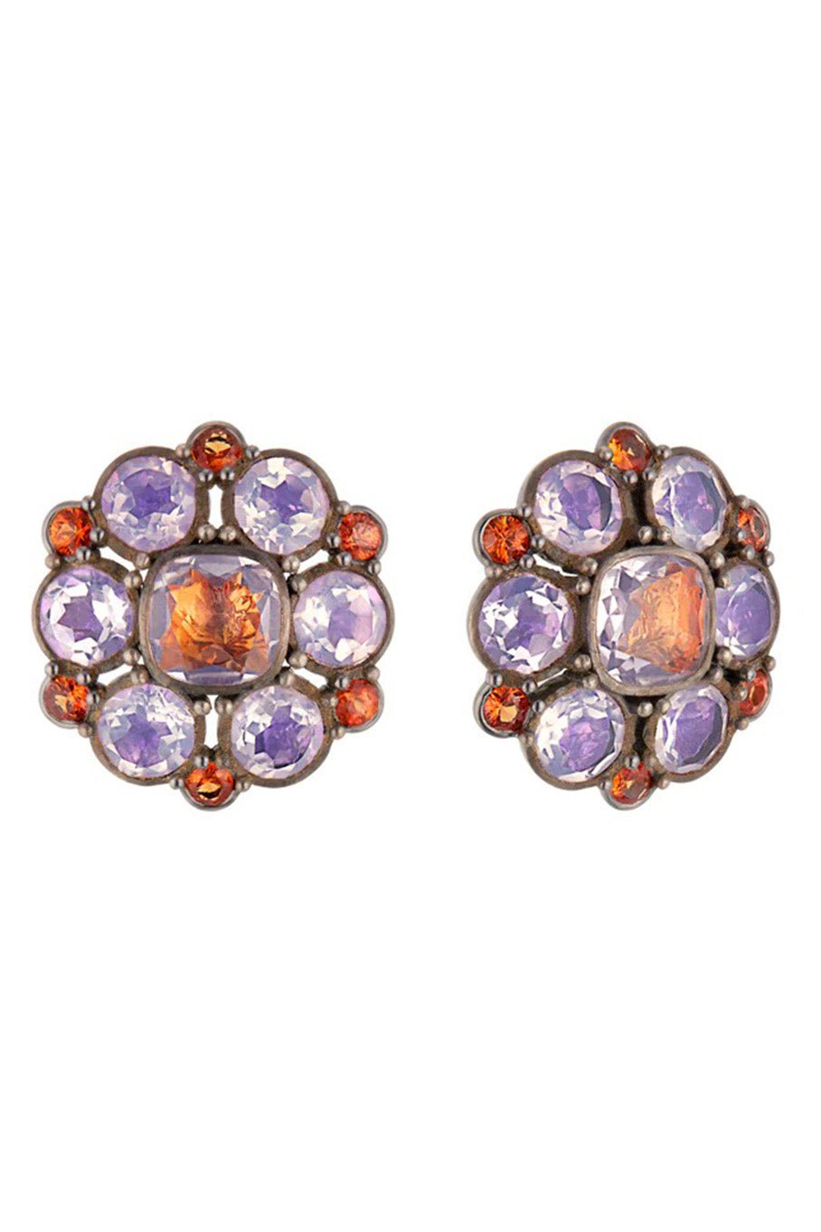 LARKSPUR & HAWK-Luiza Cluster Earring - Purple-SILVER
