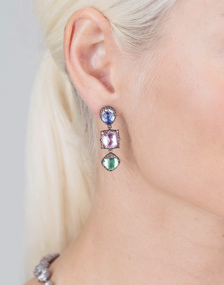 LARKSPUR & HAWK-Sadie 3 Drop Earrings-SILVER