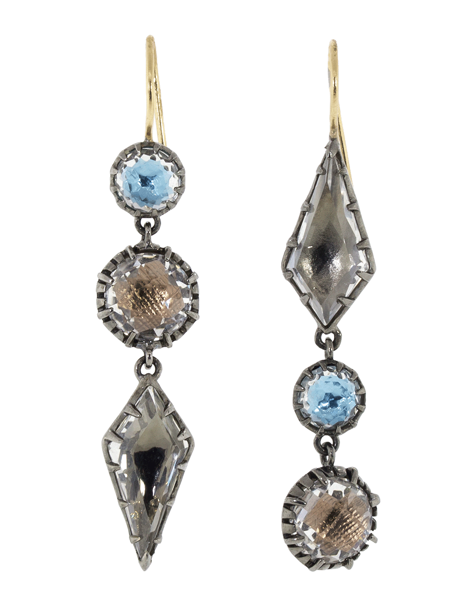 LARKSPUR & HAWK-Sadie Mis-Matched Kite Three Drop Earrings-SILVER