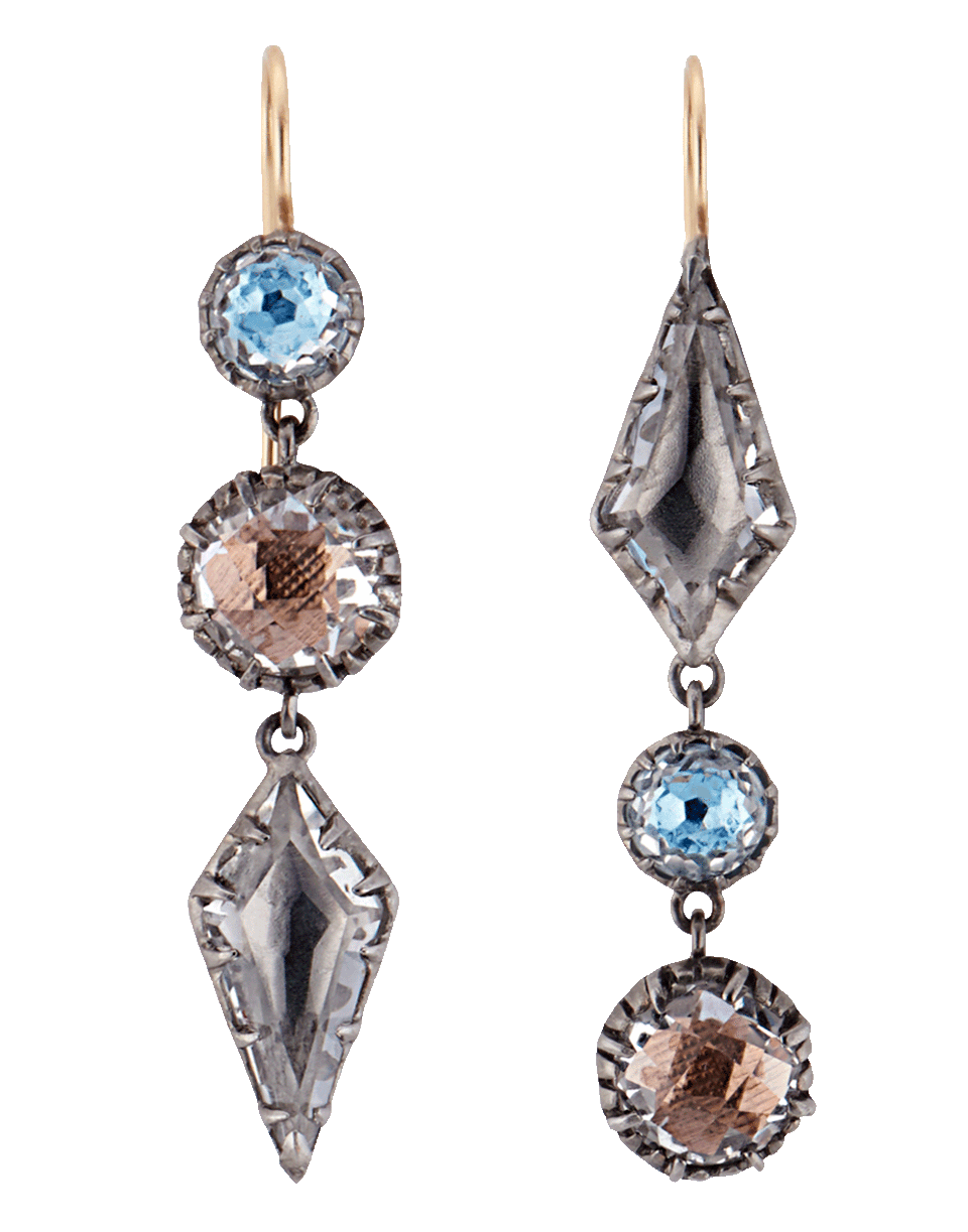 LARKSPUR & HAWK-Sadie Mis-Matched Kite Three Drop Earrings-SILVER