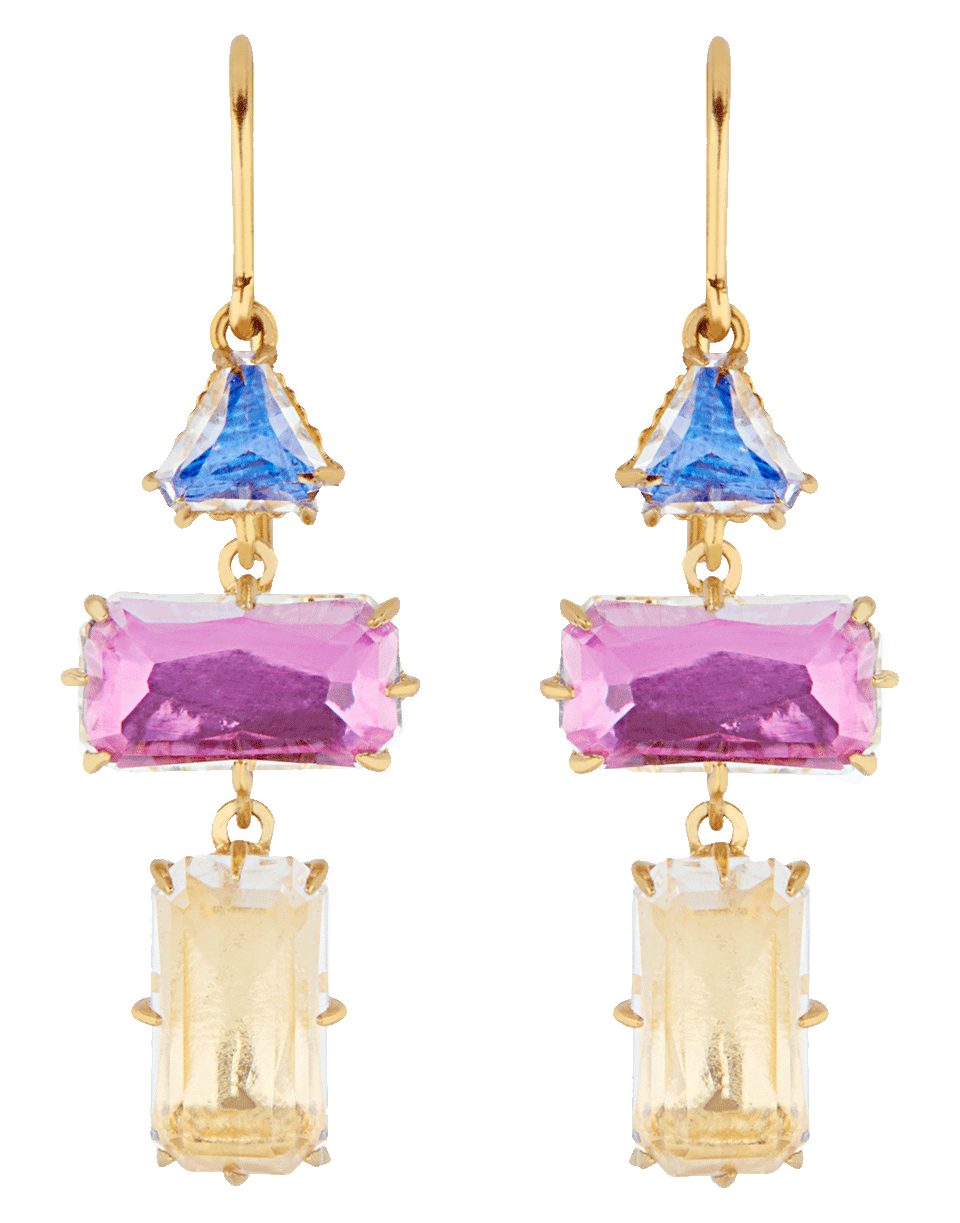 LARKSPUR & HAWK-Caterina Baguette 3 Drop Earrings-YELLOW GOLD